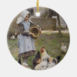Matande av kycklingar (av Walter Frederick Osborne Julgransprydnad Keramik