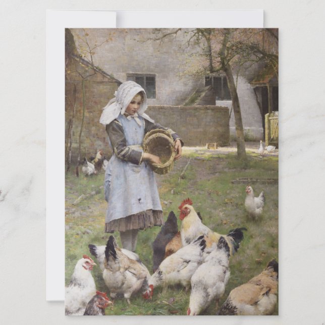 Matande av kycklingar (av Walter Frederick Osborne Kort (Framsida)
