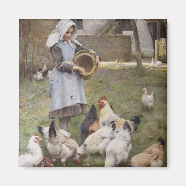 Matande av kycklingar (av Walter Frederick Osborne Magnet (Framsidan)