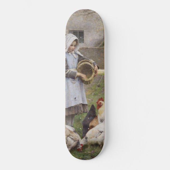 Matande av kycklingar (av Walter Frederick Osborne Mini Skateboard Bräda 18,5 Cm (Framsida)