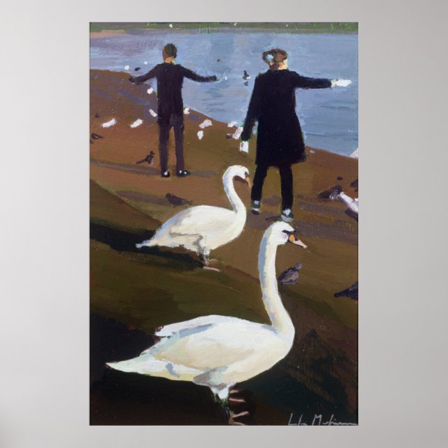 Matande av Svanar vid Rundpanten Poster (Framsidan)