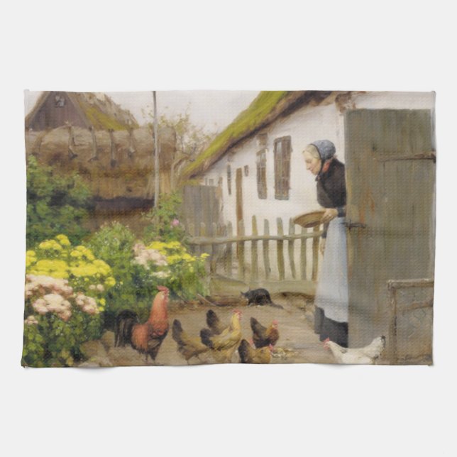 Matande höns (med H.A. Brendekilde) Kökshandduk (Horisontell)