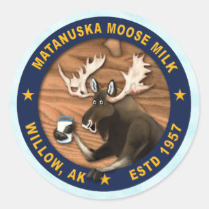 Matanuska Moose Mjölk Classic Round Sticker Runt Klistermärke