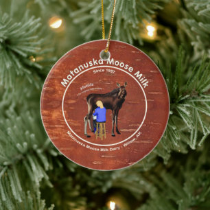 Matanuska Moose Mjölk Julgransprydnad Keramik