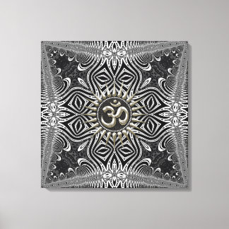 Matanya Silver Aum Star B+W-stammen Wrapped Canvas