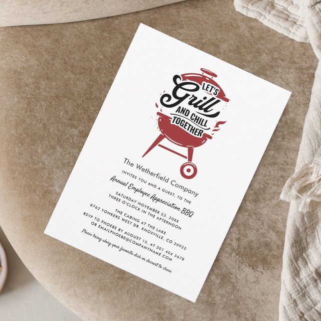 Mätarbedömning för sommaranställd BBQ Grill and Ch Inbjudningar (Grill BBQ Employee Appreciation Summer Party Invitation)