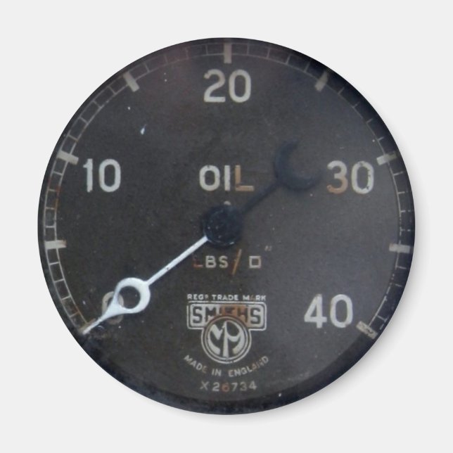mätare för gammalt oljetryck/instrument/ratt/meter magnet (Framsidan)
