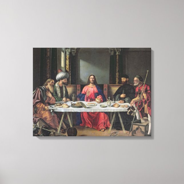 Mataren på Emmaus (olja på panelen) Canvastryck (Framsida)