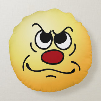 Matat Ansikte Grumpey Rund Kudde