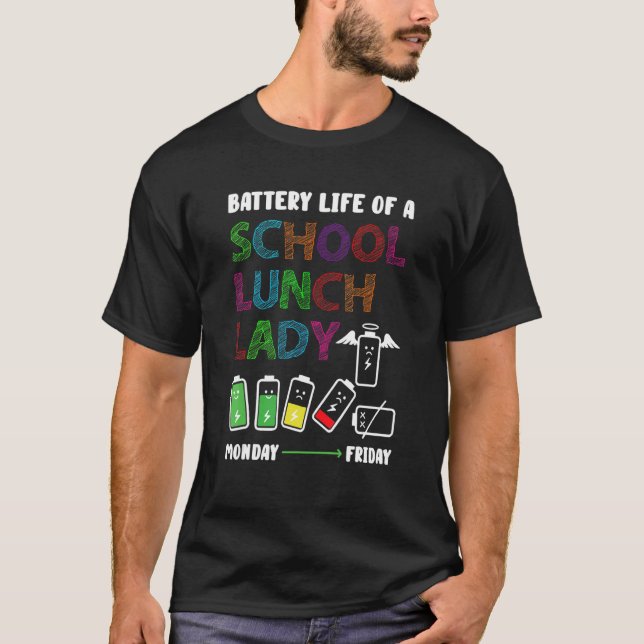 Matberedning av Dam Cafeteria-mat med batterilivsl T Shirt (Framsida)