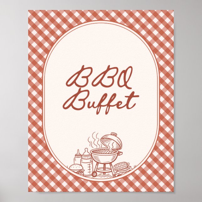 Matbuffé Baby Q BBQ Par Baby Shower Poster (Framsidan)