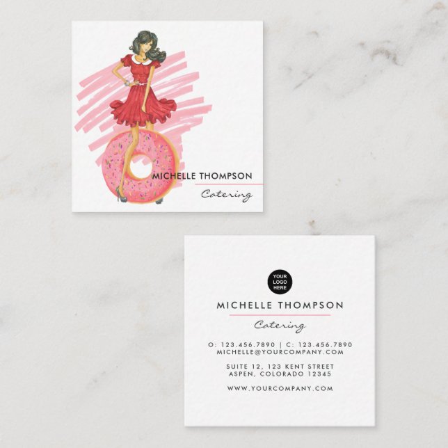 Matcatering fyrkantigt visitkort (Fram/baksida)