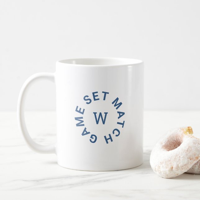 Match Blue Monogram Tennis White Kaffemugg (Med munk)