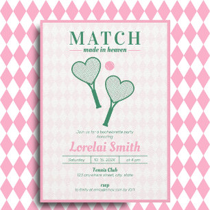 Match gjord i Heaven Tennis Klubb Bachelorette Inbjudningar