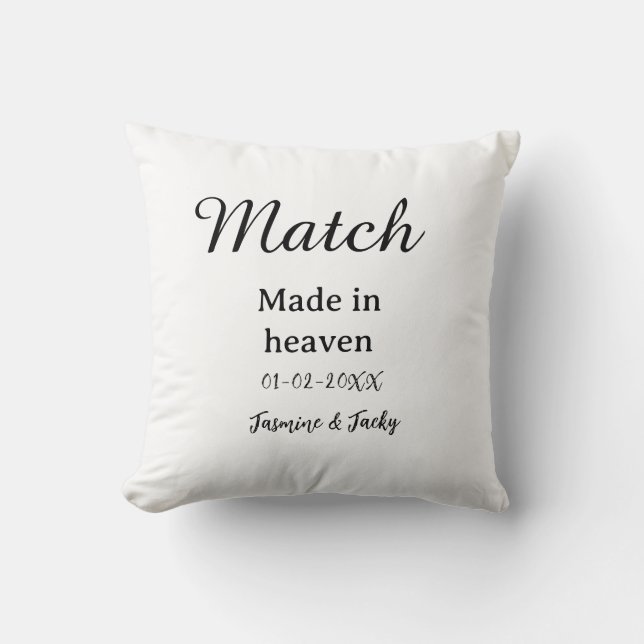 Match made in heaven add name date simple calligra kudde (Framsida)