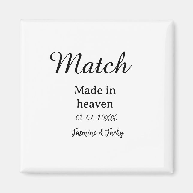 Match made in heaven add name date simple calligra magnet (Framsidan)