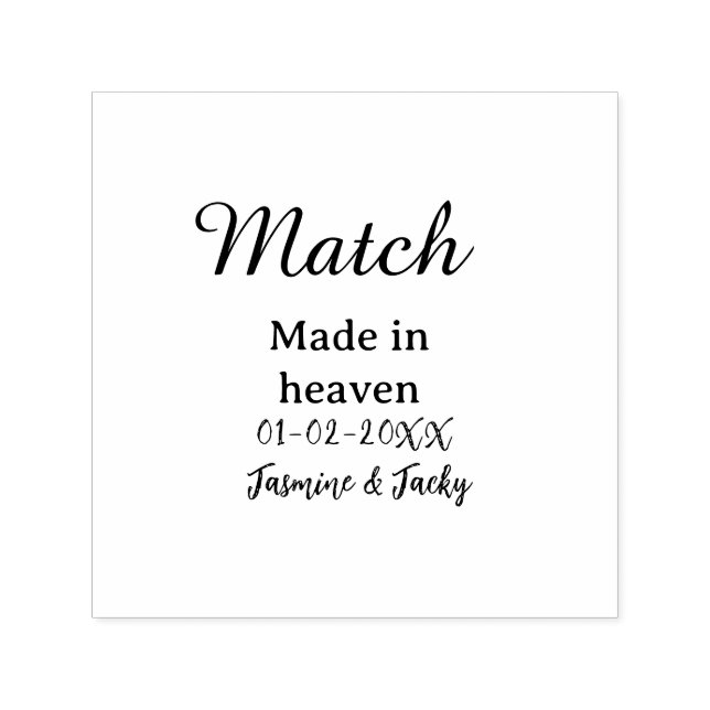 Match made in heaven add name date simple calligra självfärgande stämpel (Design)