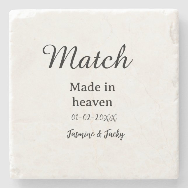 Match made in heaven add name date simple calligra stenunderlägg (Framsidan)