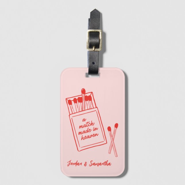Match Made in Heaven Anpassningsbar Par Travel Gif Bagagebricka (Framsida vertikal)