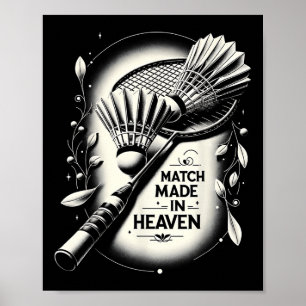 Match Made In Heaven Badminton Roliga Grafiska T-s Poster