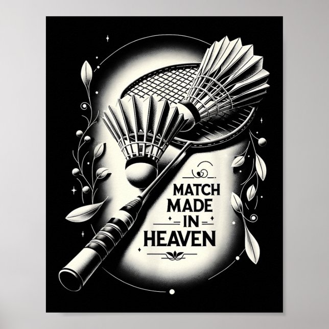 Match Made In Heaven Badminton Roliga Grafiska T-s Poster (Framsidan)