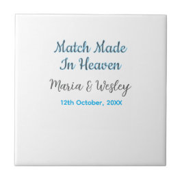 Match made in heaven blå svart par namn datum kakelplatta