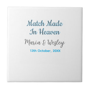 Match made in heaven blå svart par namn datum kakelplatta