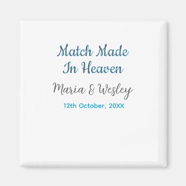 Match made in heaven blå svart par namn datum magnet (Framsidan)
