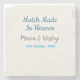 Match made in heaven blå svart par namn datum stenunderlägg