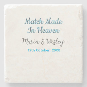 Match made in heaven blå svart par namn datum stenunderlägg