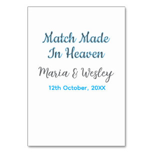 Match made in heaven blå svart parnamn datum bordsnummer