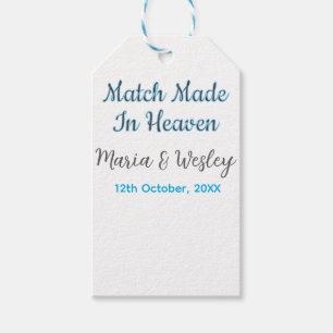 Match made in heaven blå svart parnamn datum presentetikett