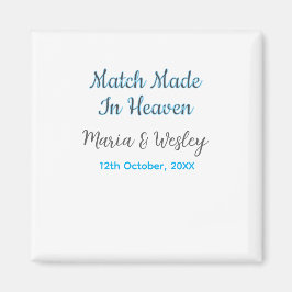 Match made in heaven blue black couple name date magnet