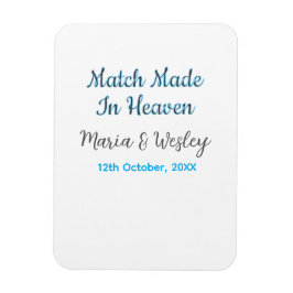 Match made in heaven blue black couple name date magnet