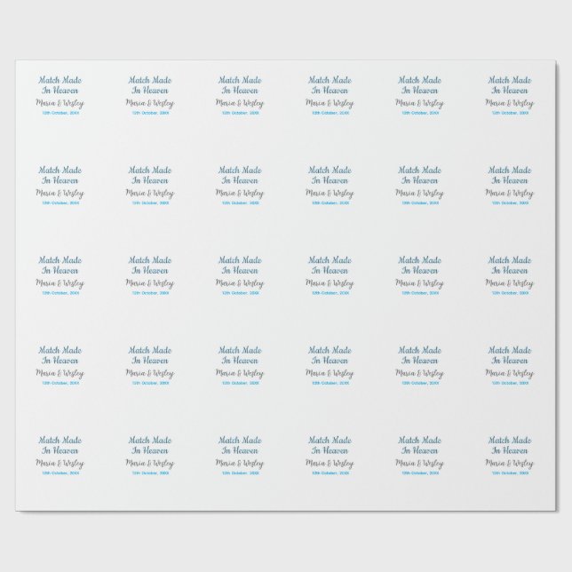 Match made in heaven blue black couple name date presentpapper (Platt)