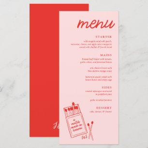 Match Made in Heaven Bröllop Middag Menu Meny