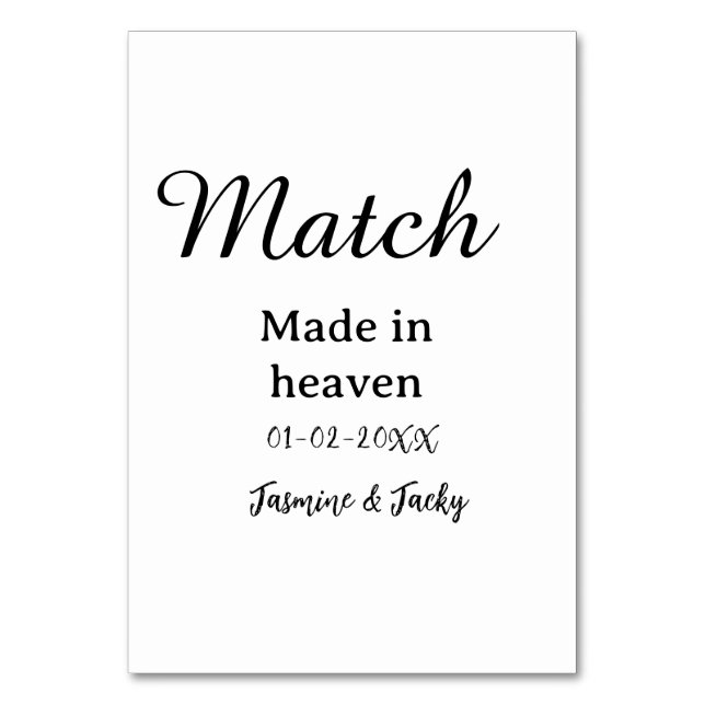 Match made in heaven lägg till namn datum enkel ka bordsnummer (Framsidan)
