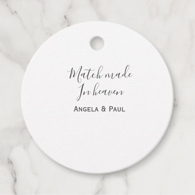 Match made in heaven name couple wedding simple  gåvor etiketter (Framsida)