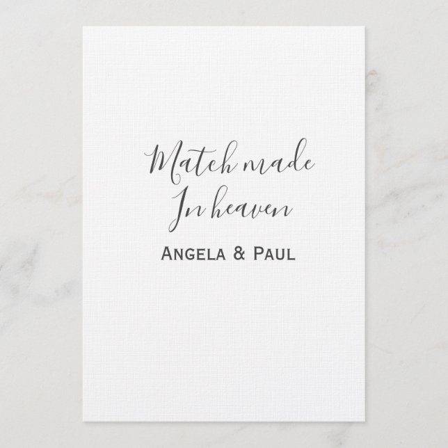 Match made in heaven name couple wedding simple  inbjudningar (Framsida)