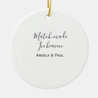 Match made in heaven name couple wedding simple  julgransprydnad keramik