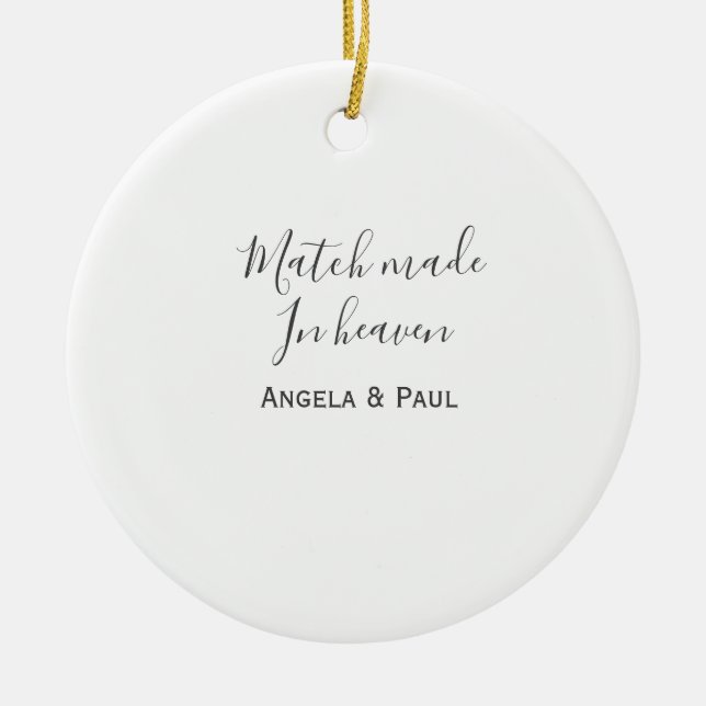 Match made in heaven name couple wedding simple  julgransprydnad keramik (Framsidan)