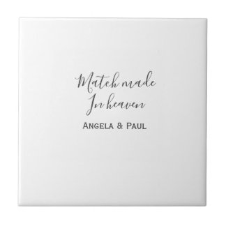 Match made in heaven name couple wedding simple  kakelplatta