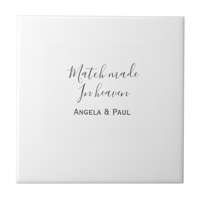Match made in heaven name couple wedding simple  kakelplatta (Framsidan)