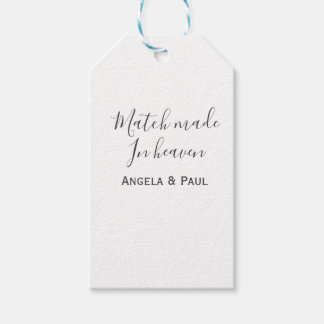 Match made in heaven name couple wedding simple  presentetikett