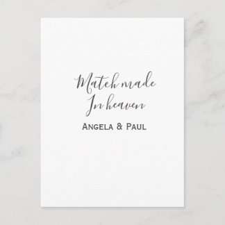 Match made in heaven name couple wedding simple  vykort