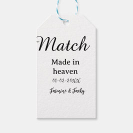 Match made in heaven namn datum enkel kalligrafi presentetikett