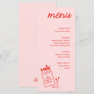 Match Made in Heaven Rosa Bröllop Dinner Menu Meny