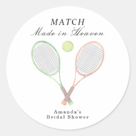 Match Made in Heaven Tennis Bröllopsdusch Runt Klistermärke