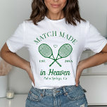 Match Made in Heaven Tennis Klubb Bachelorette T Shirt<br><div class="desc">Cute Tennis temed bach party! En del av en hel samling!</div>