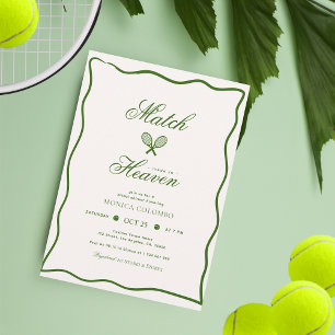 Match Made in Heaven Tennis Theme Möhippa Inbjudningar
